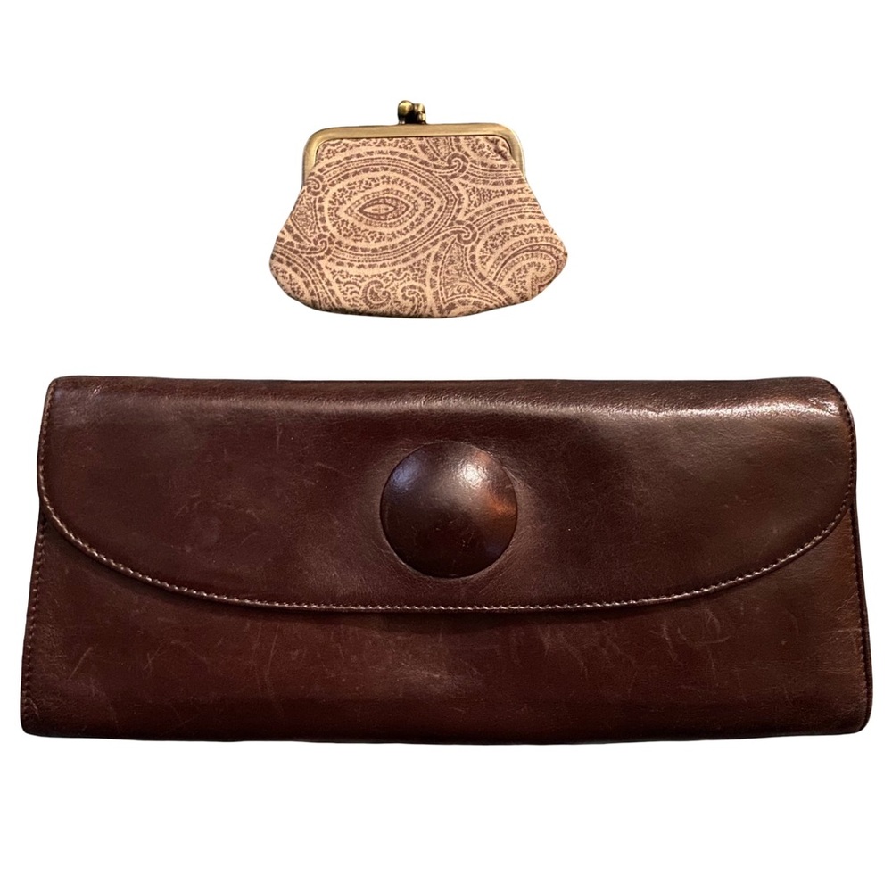 Hobo Brown Leather Women’s Eden Clutch With Coin Purse To Match EUC